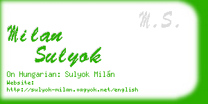 milan sulyok business card